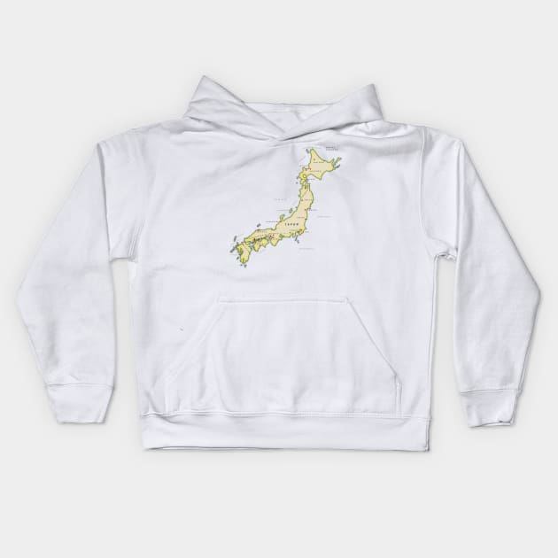 Japan map Kids Hoodie by nickemporium1